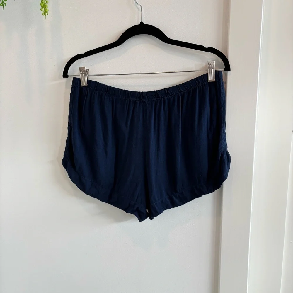 Brandy Melville Womens Navy Blue Elastic Waist Drawstring PullOn Shorts One Size